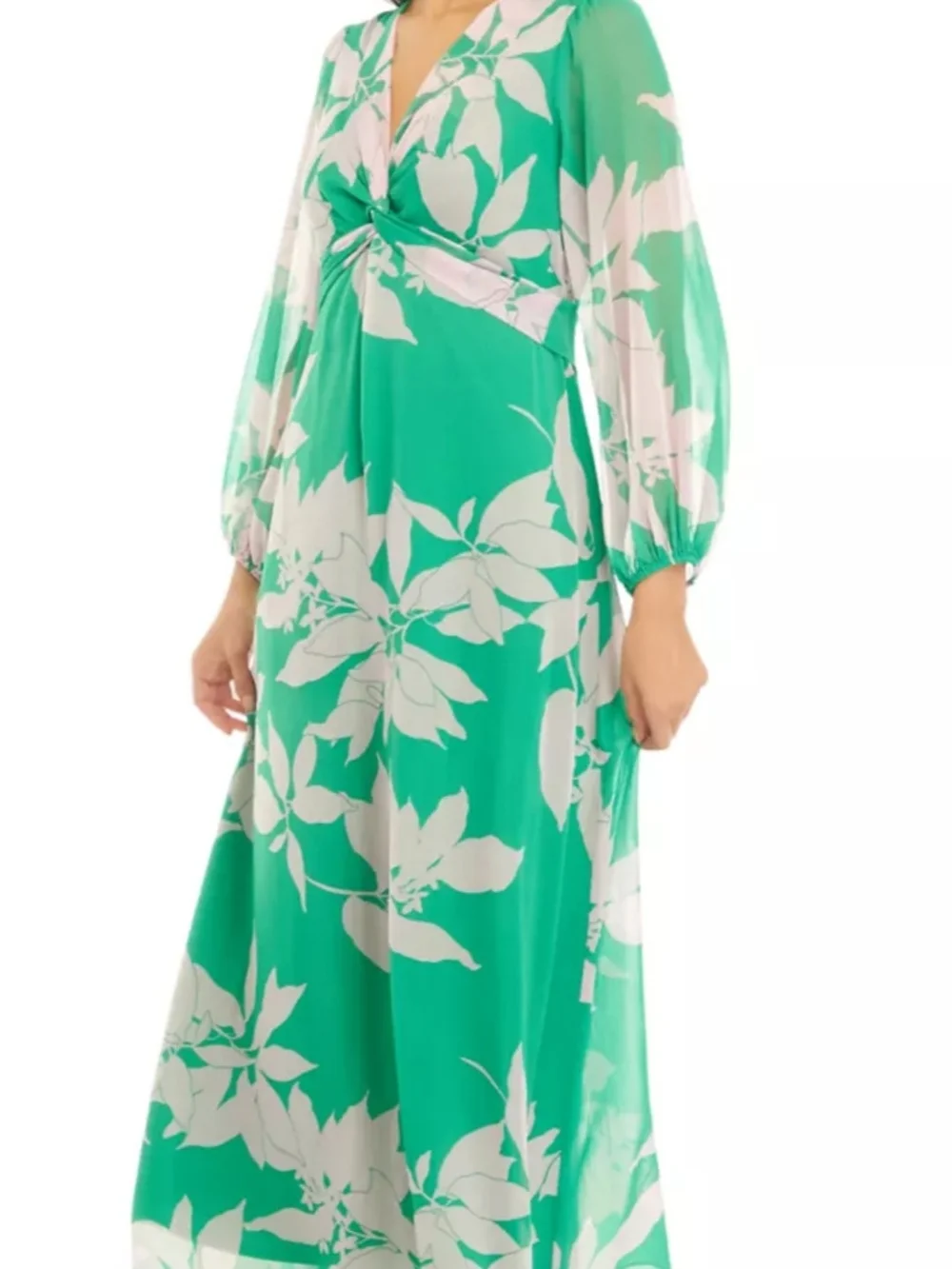 elegant dresses with sleeves Long Sleeve Formal Chiffon Dress Maternity Silky Minimalist wedding neckline create an elegant ERP Collection_S26 Women US SIZE:2